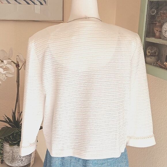 NWT Maya Brooke White Textured Jacket - Picture 6 of 10